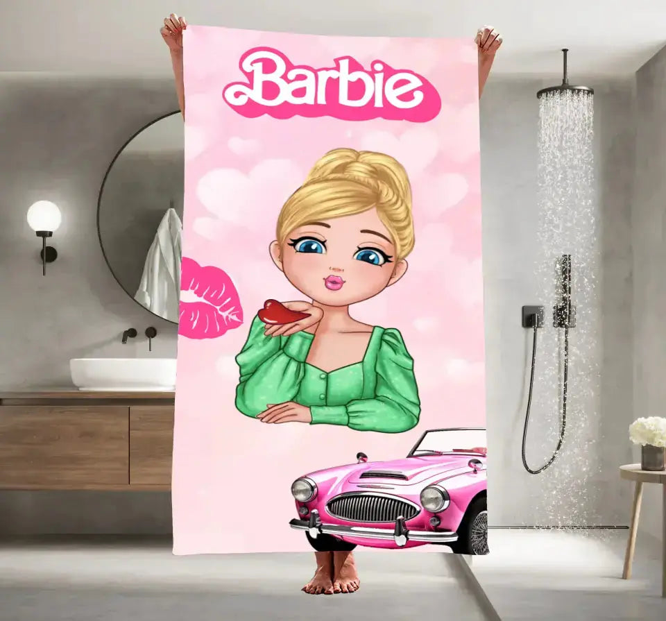 Serviette de bain personnalisée Barbie